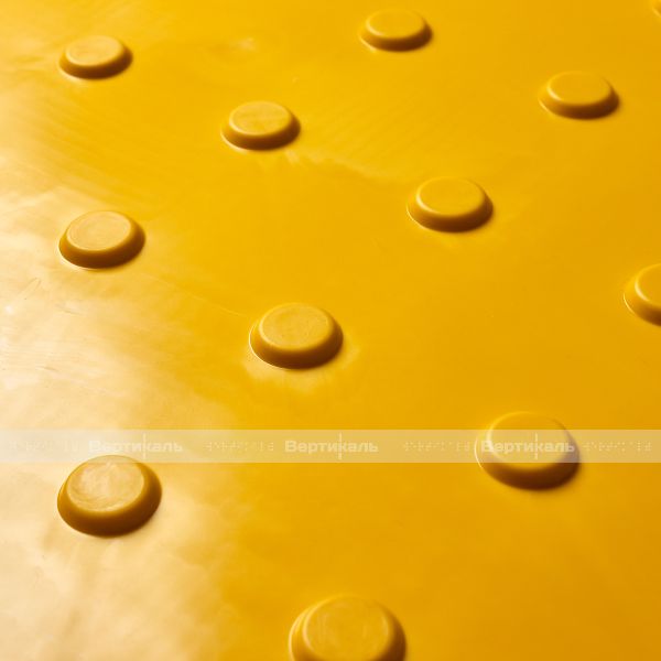 Плитка тактильная (преодолимое препятствие, поле внимания, конусы линейные) 500х500х4, ПВХ, желтый – фото № 5