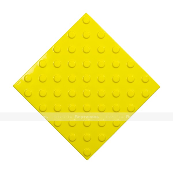 Плитка тактильная (непреодолимое препятствие, конусы шахматные) 300х300х4, ПУ, желтый, самоклей – фото № 1