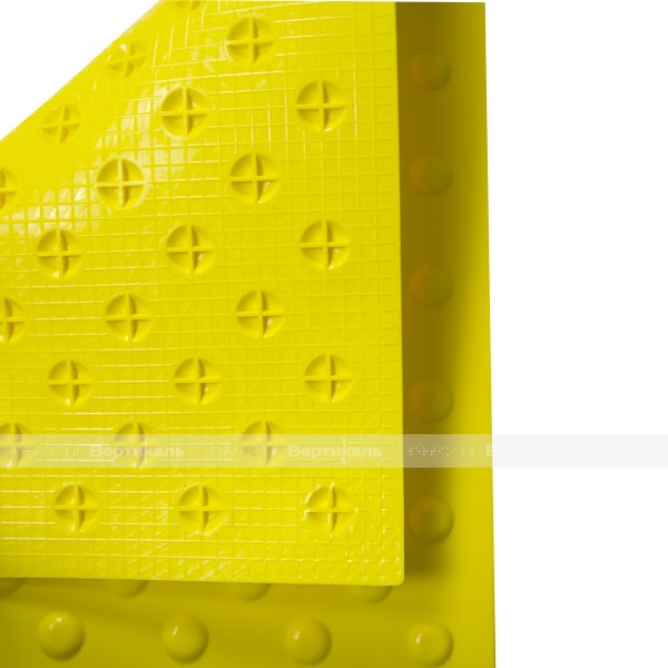 Плитка тактильная (непреодолимое препятствие, конусы шахматные) 500х500х4, ПУ, желтый – фото № 3