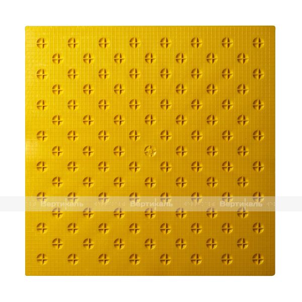 Плитка тактильная (непреодолимое препятствие, конусы шахматные) 500х500х4, ПВХ, желтый, самоклей – фото № 2