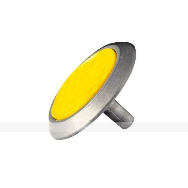Конус тактильный, комбинированный, с противоскользящей вставкой, М8, со штифтом, D35x35, H-4мм, I-15мм, AL/PL, желтый (преодолимое препятствие, непреодолимое препятствие) – фото № 4