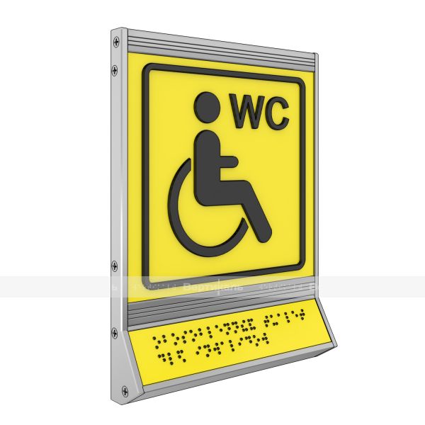 Пиктограмма тактильная, модульная "Обособленный туалет доступный для инвалидов на кресле-коляске", с наклонным полем, одинарная, М11 – фото № 3