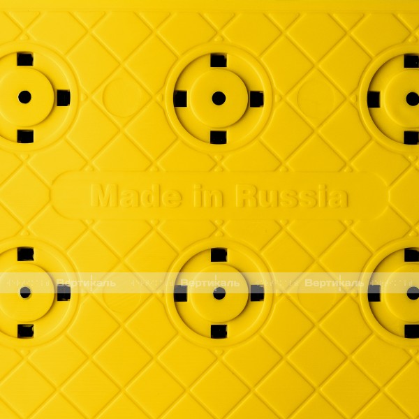 Плитка тактильная контрастная, со сменными рифами (преодолимое препятствие, поле внимания, конусы линейные), 300х300х6, PU/PL, желтый/черный – фото № 4