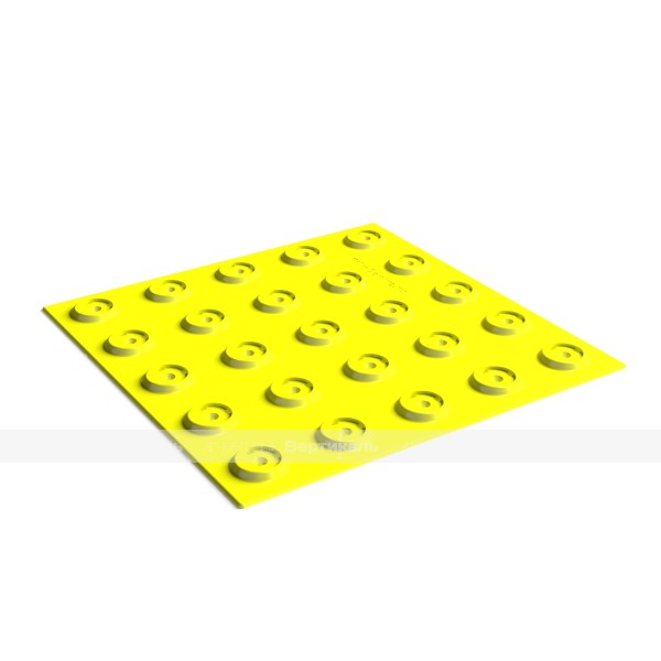 Основа для плитки, контрастная, (преодолимое препятствие, поле внимания, конусы линейные), 300х300, PU, желтый – фото № 1