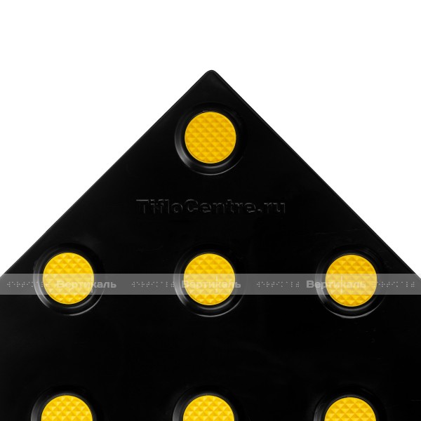 Плитка тактильная контрастная, со сменными рифами (непреодолимое препятствие, конусы шахматные), 300х300х6, PU/PL, ч/ж, самоклей – фото № 3