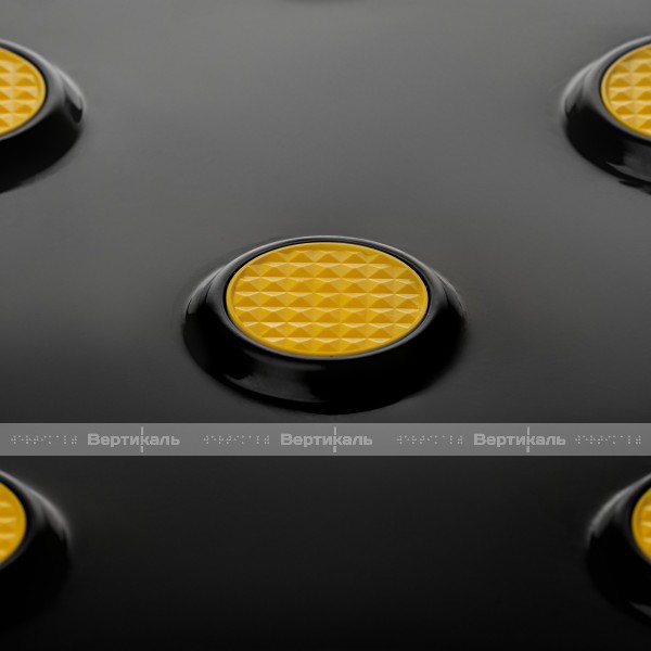 Плитка тактильная контрастная, со сменными рифами (непреодолимое препятствие, конусы шахматные), 300х300х6, PU/PL, черный/желтый – фото № 2