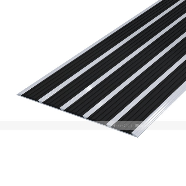 Накладка на ступень в AL профиле шириной 170мм, с пятью контрастными вставками шириной 29мм черного цвета – фото № 1