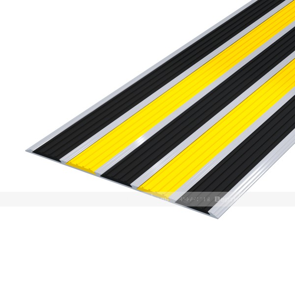 Накладка на ступень в AL профиле шириной 170мм, с пятью контрастными вставками шириной 29мм черная/ желтая – фото № 1