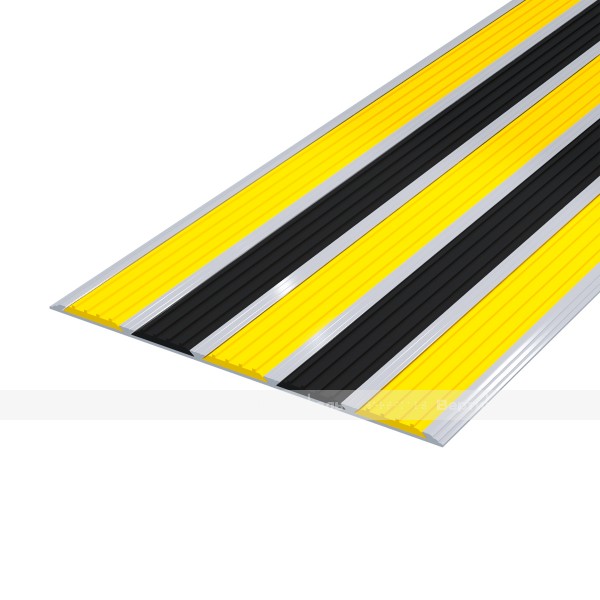 Накладка на ступень в AL профиле шириной 170мм, с пятью контрастными вставками шириной 29мм желтая/черная – фото № 1