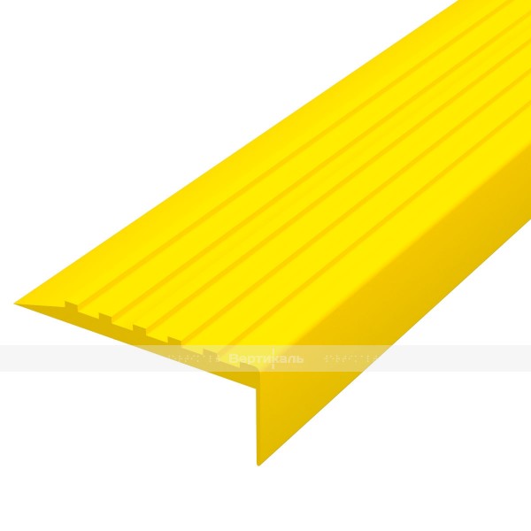 Накладка противоскользящая, для контрастной маркировки ступеней и безопасного передвижения по ним ВхШхГ 19х44х1000, материал - ТЭП, желтого цвета – фото № 2