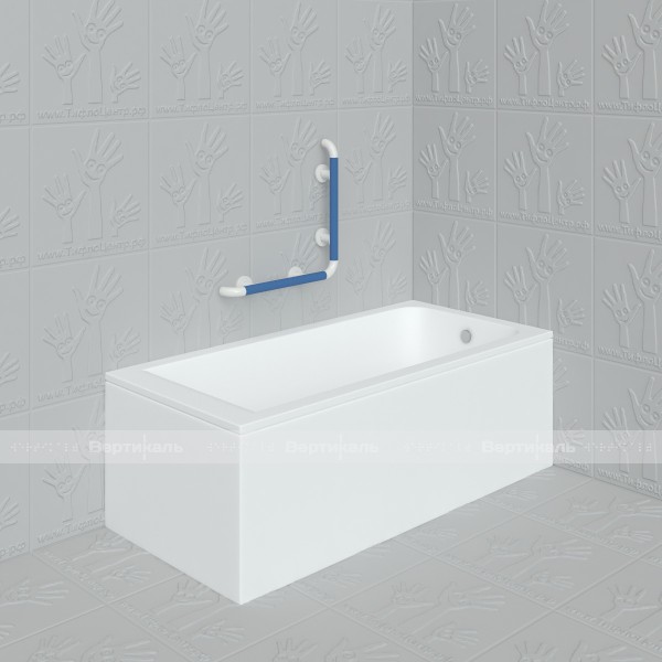 Поручень для ванны, настенный, опорный, угловой Г-образный, М1, AL/PVC, kit комплект – фото № 2