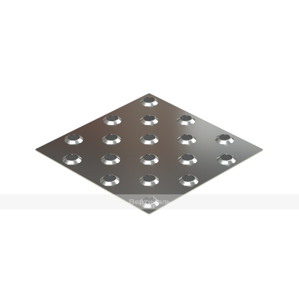 Плитка тактильная со сменными рифами (непреодолимое препятствие, конусы шахматные) 300х300х7, AISI304, черный – фото № 1