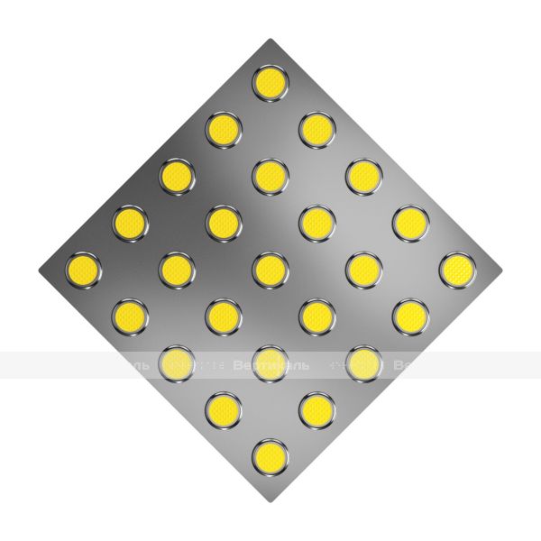 Плитка тактильная (конусы линейные, преодолимое препятствие) нержавеющая сталь AISI 304, 300х300х6 мм, желтые вставки – фото № 1