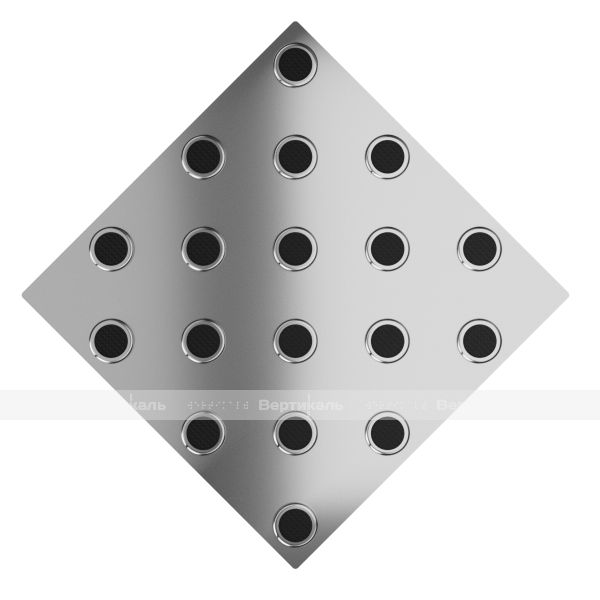 Плитка тактильная (конусы шахматные, непреодолимое препятствие) нержавеющая сталь AISI 304, 300х300х6 мм, черные вставки – фото № 1
