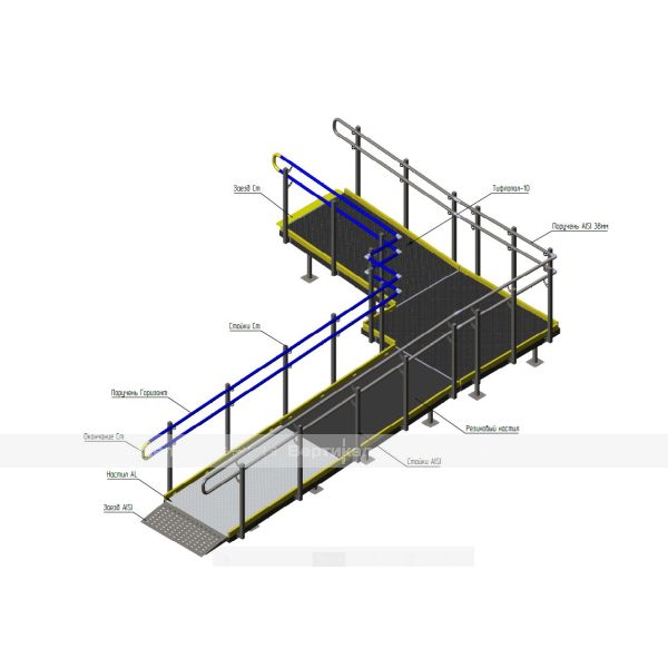 Пандус модульный сборно-разборный из профильного каркаса, индивидуальный – фото № 2