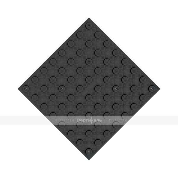 Плитка тактильная (преодолимое препятствие, поле внимания, конусы линейные) противоскользящая, 500х500х5, ПУ, черный – фото № 6