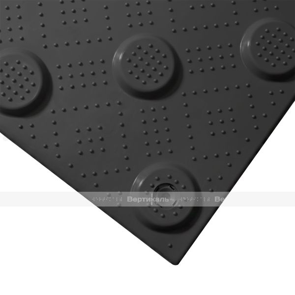 Плитка тактильная (преодолимое препятствие, поле внимания, конусы линейные) противоскользящая, 500х500х5, ПУ, черный – фото № 9