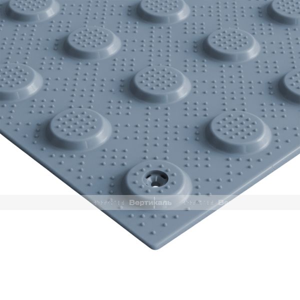 Плитка тактильная (преодолимое препятствие, поле внимания, конусы линейные) противоскользящая, 500х500х5, ПУ, серый – фото № 10