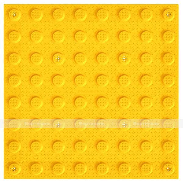 Плитка тактильная (преодолимое препятствие, поле внимания, конусы линейные) противоскользящая, 500х500х5, ПУ, желтый – фото № 1