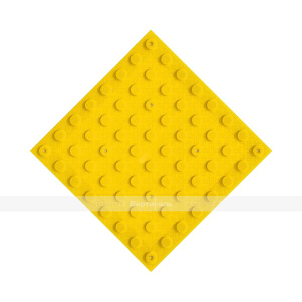 Плитка тактильная (преодолимое препятствие, поле внимания, конусы линейные) противоскользящая, 500х500х5, ПУ, желтый – фото № 7