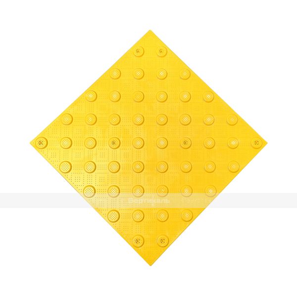 Плитка тактильная (непреодолимое препятствие, конусы шахматные) противоскользящая, 500х500х5, ПУ, желтый – фото № 6