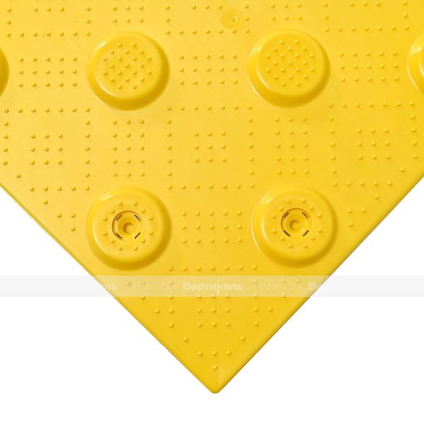 Плитка тактильная (непреодолимое препятствие, конусы шахматные) противоскользящая, 500х500х5, ПУ, желтый – фото № 10