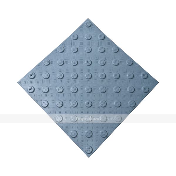 Плитка тактильная (непреодолимое препятствие, конусы шахматные) противоскользящая, 500х500х5, ПВХ, серый – фото № 6