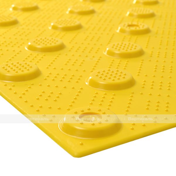 Плитка тактильная (непреодолимое препятствие, конусы шахматные) противоскользящая, 500х500х5, ПВХ, желтый – фото № 9