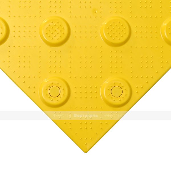 Плитка тактильная (непреодолимое препятствие, конусы шахматные) противоскользящая, 500х500х5, ПВХ, желтый – фото № 11