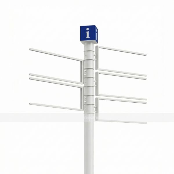 Каркас для туристического указателя серебристо-серого цвета на пять направлений с поворотными механизмами высотой 3500мм – фото № 2