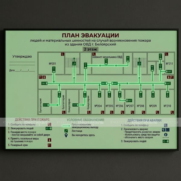 План эвакуации на светонакопительной основе (не тактильный), индивидуальный – фото № 2
