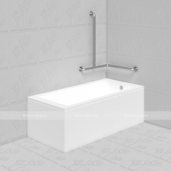Поручень опорный для ванны, трехопорный, левый, нержавеющая сталь, D38 мм – фото № 3