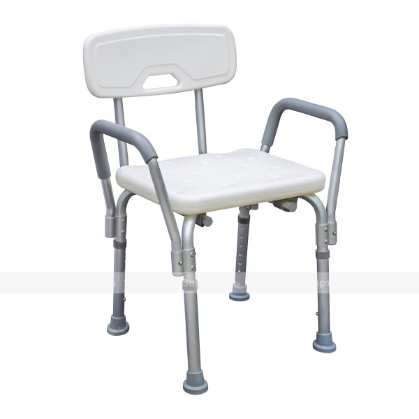 Стул-сиденье для ванной и душа "Антибак", с телескопическими ножками, со спинкой, AL/HDPE – фото № 1