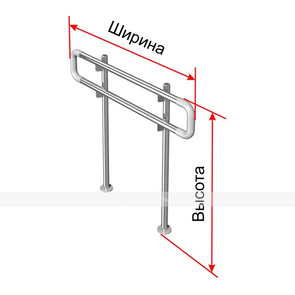 Ограждение с двухуровневыми поручнями, напольное, нержавеющая сталь с полиамидными окончаниями, D32 мм, индивидуальный – фото № 1
