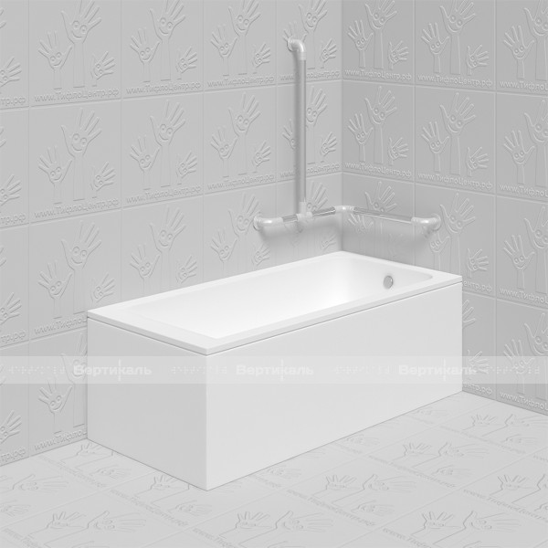 Поручень опорный для ванны, трехопорный, левый, нержавеющая сталь с полиамидными окончаниями, D32 мм – фото № 2