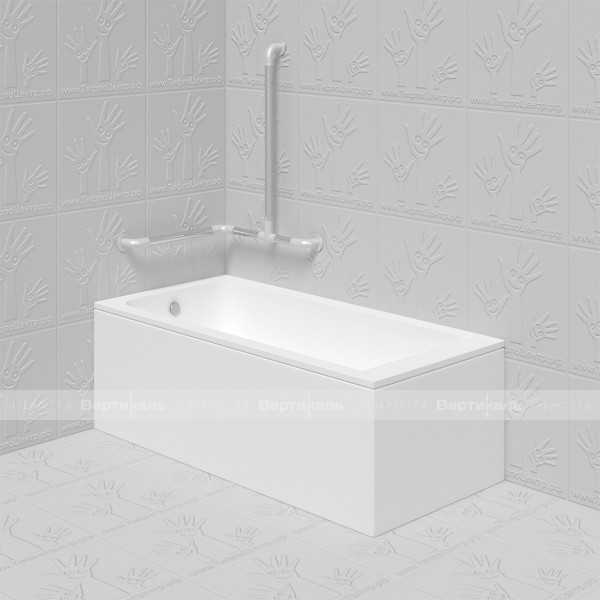 Поручень опорный для ванны, трехопорный, правый, нержавеющая сталь с полиамидными окончаниями, D32 мм – фото № 2