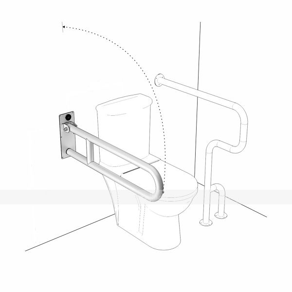 Поручень опорный для санузла с откидным механизмом, без бумагодержателя, пристенный, материал-Ст3, индивидуальный – фото № 2