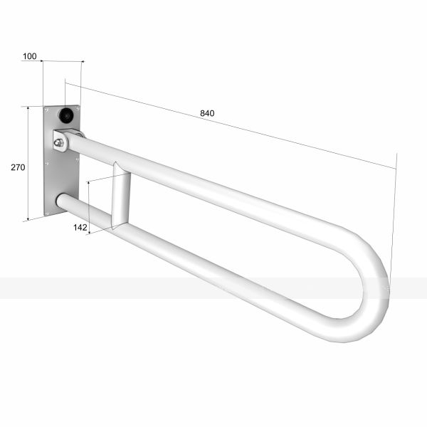 Поручень опорный, откидной, с фиксатором без бумагодержателя, пристенный, сталь, D38 мм – фото № 2