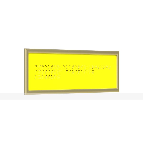 Табличка тактильная Брайлем (монохром) с золотой рамкой 10мм на композите с индивидуальными размерами – фото № 1