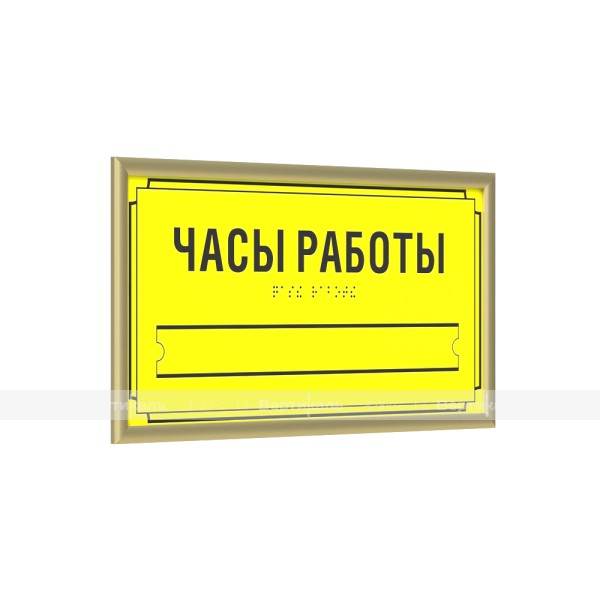 Табличка комплексная тактильная на композитной основе со сменной информацией в золотой рамке 10мм по индивидуальным размерам – фото № 1
