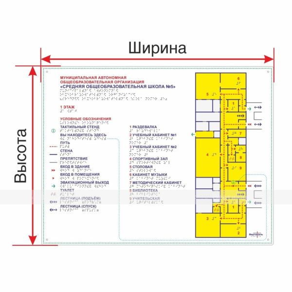 Мнемосхема тактильная «Профи» с увеличенной высотой подъёма и индивидуальными размерами на стальной основе 2 мм – фото № 1
