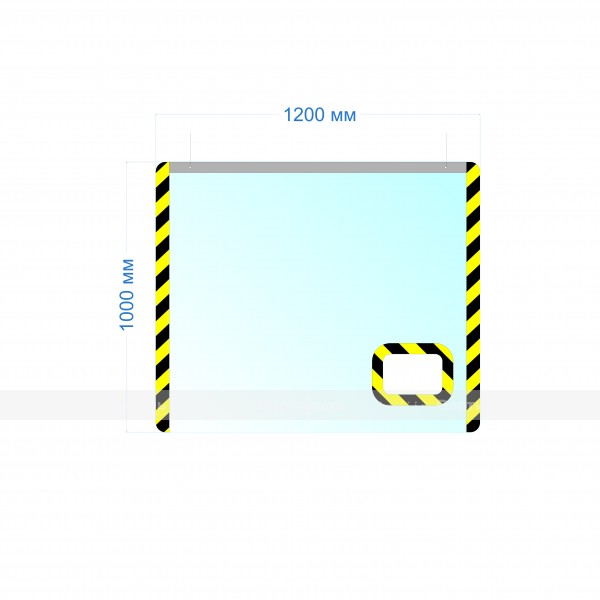 Экран защитный подвесной с окном для защиты работника и клиента, ПЭТ, 1000х1200 мм – фото № 1